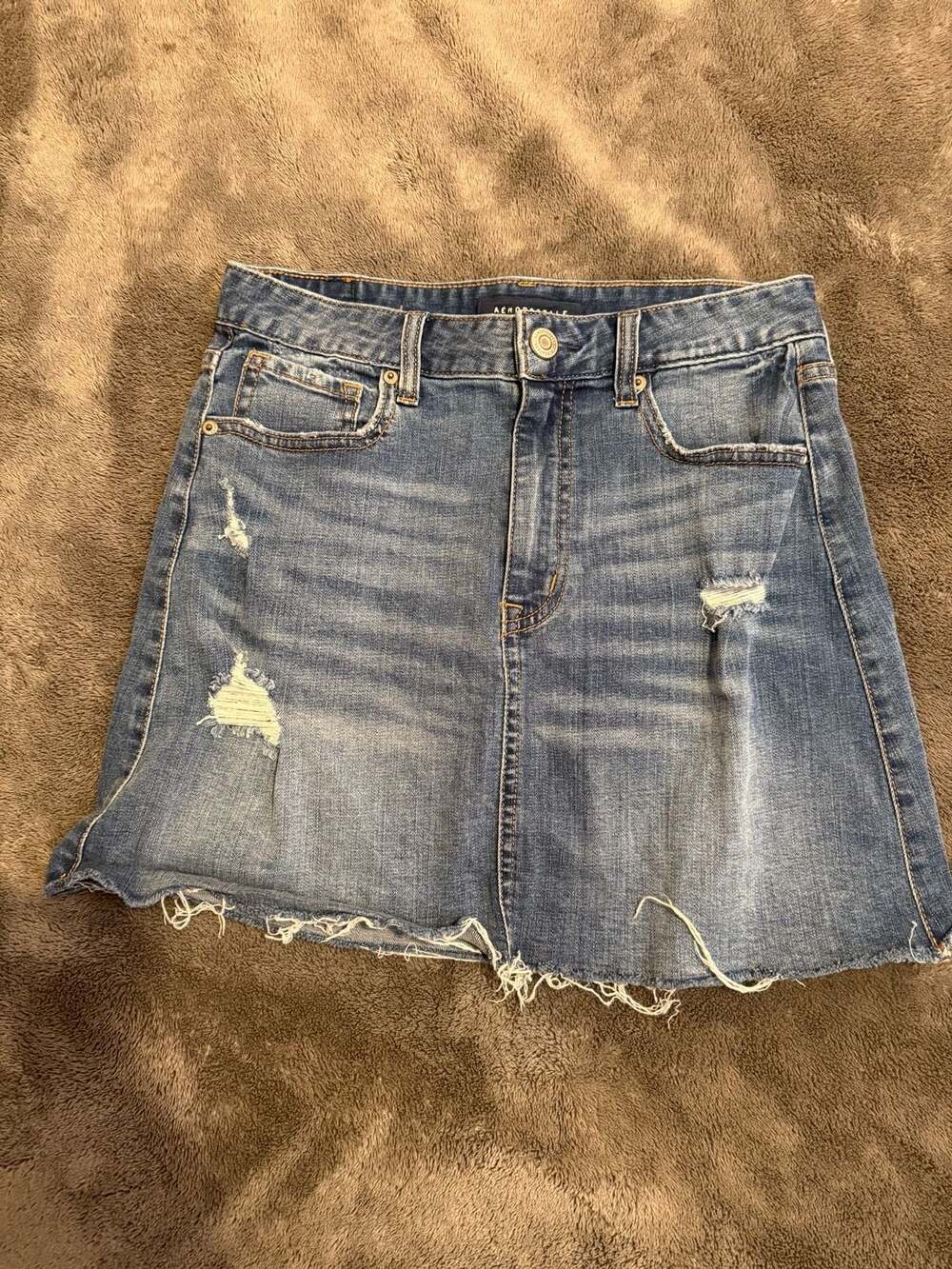 Aeropostale Distressed High Waisted Denim Mini Skirt Size 4